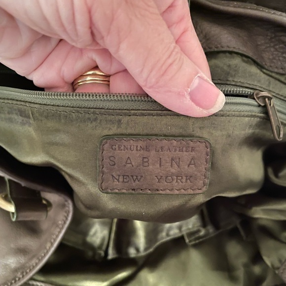 Sabina New York Dark Olive Green Genuine Leather Shoulder Handbag Purse EUC - Picture 8 of 15